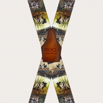 Elastic suspenders with dog pattern and 4 clips