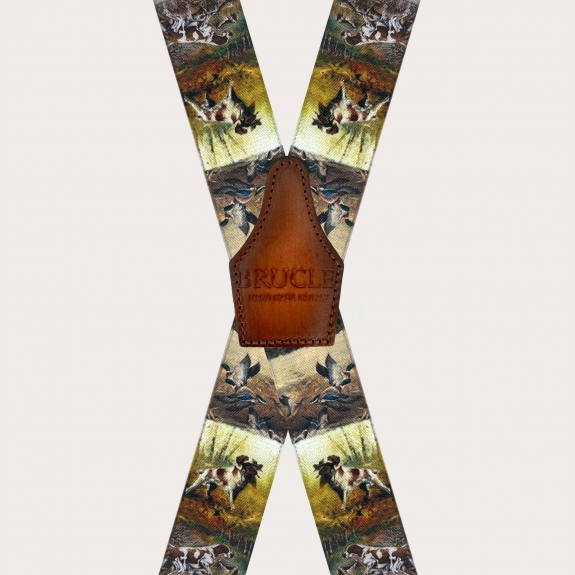 Elastic suspenders with dog pattern and 4 clips
