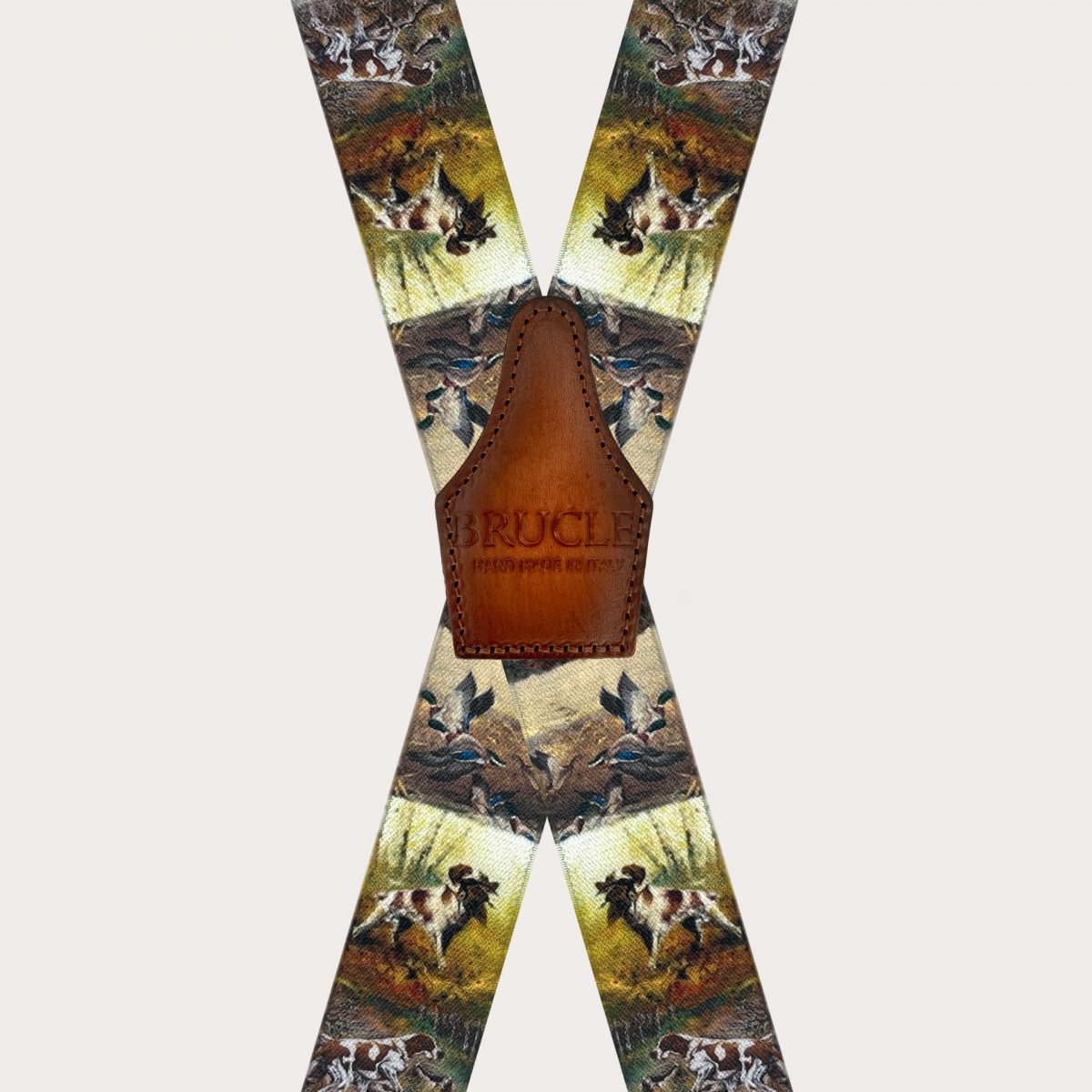 Elastic suspenders with dog pattern and 4 clips