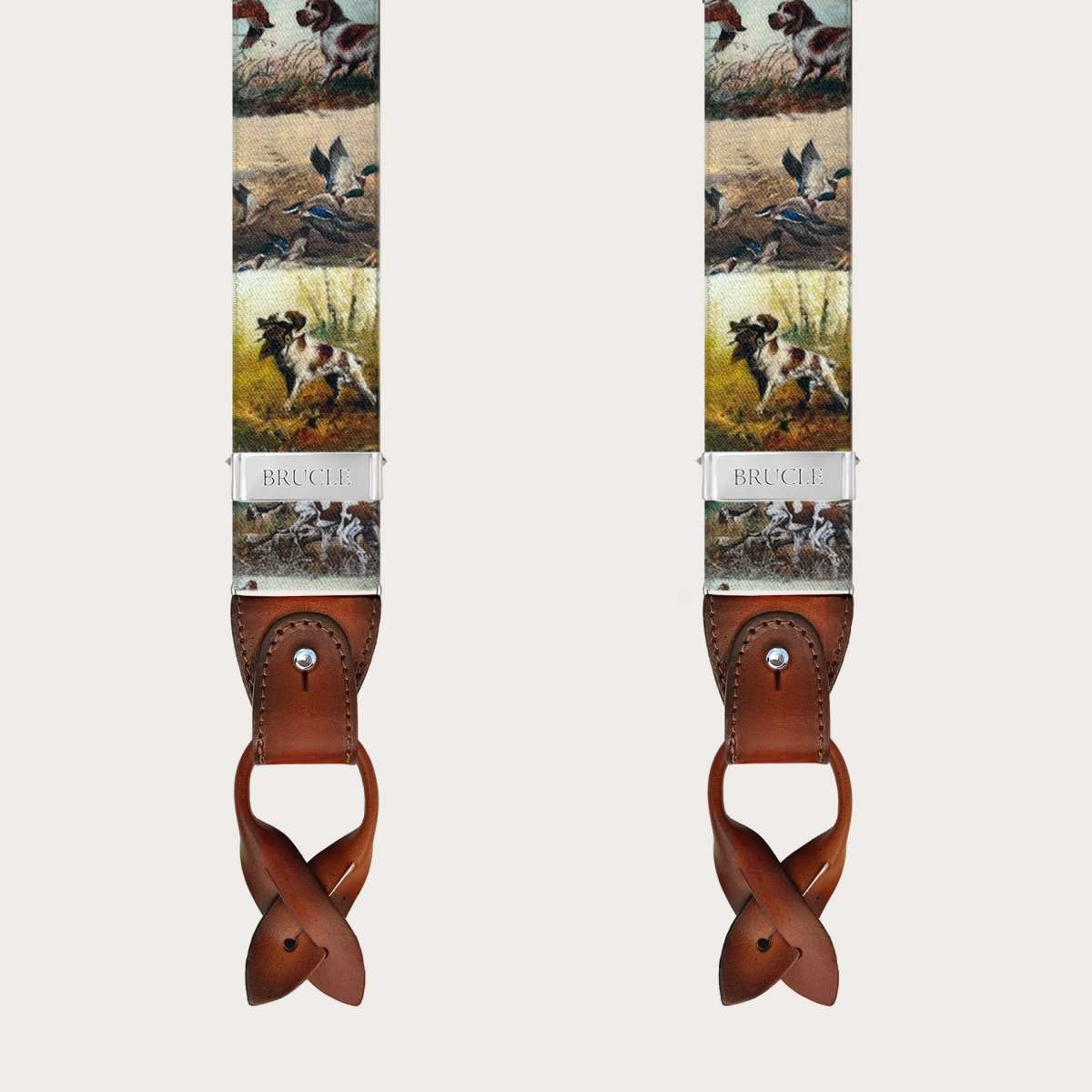 Bretelles homme à motif chiens de chasse avec boutons ou pinces