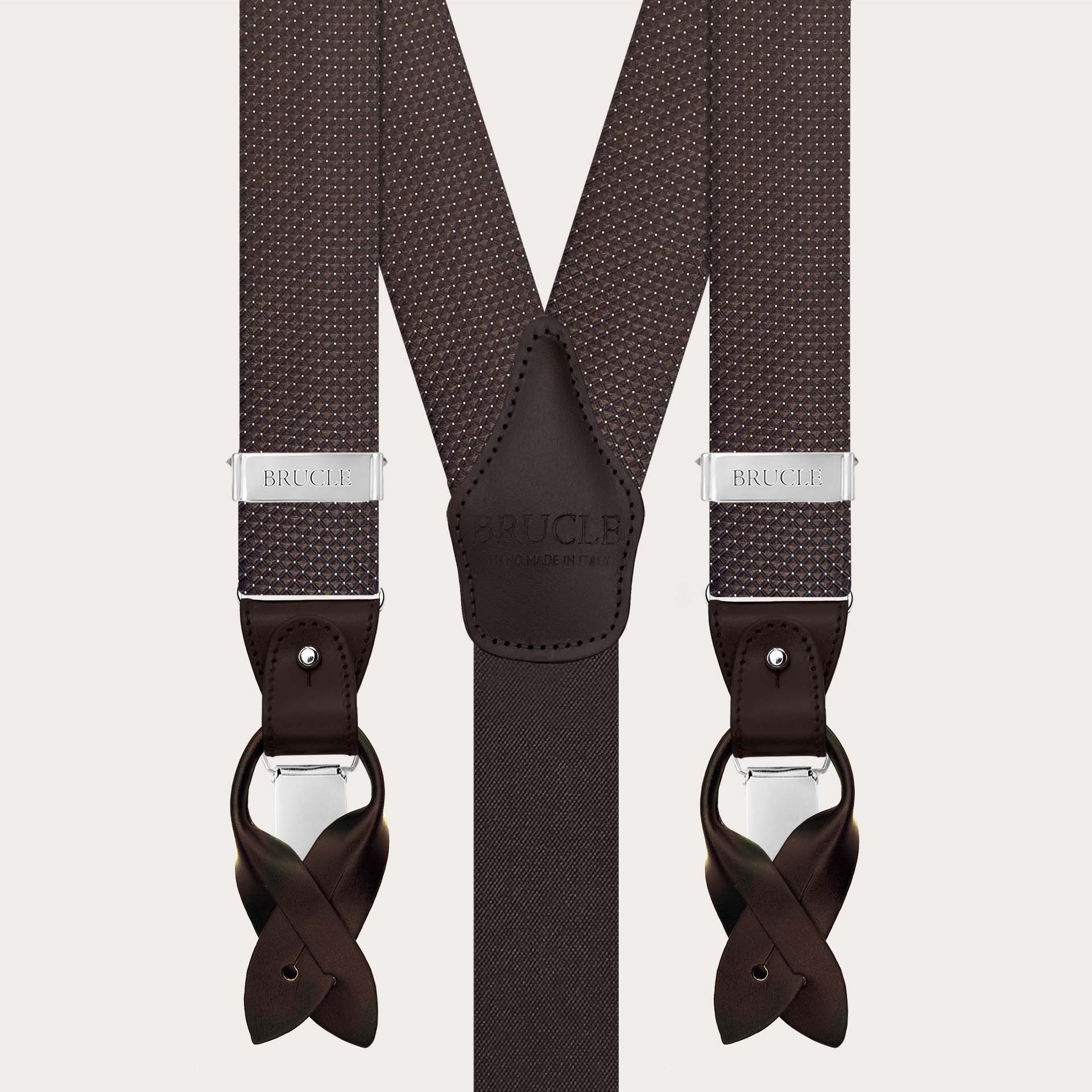 Men’s brown pin-dot silk suspenders