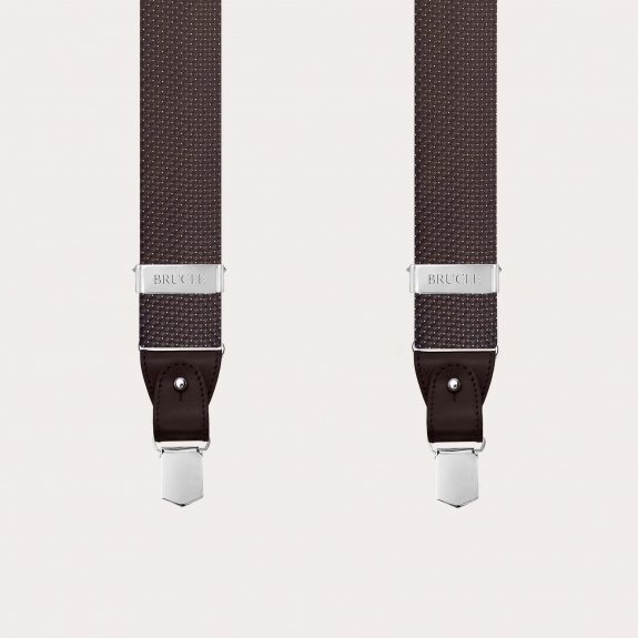 Men’s brown pin-dot silk suspenders