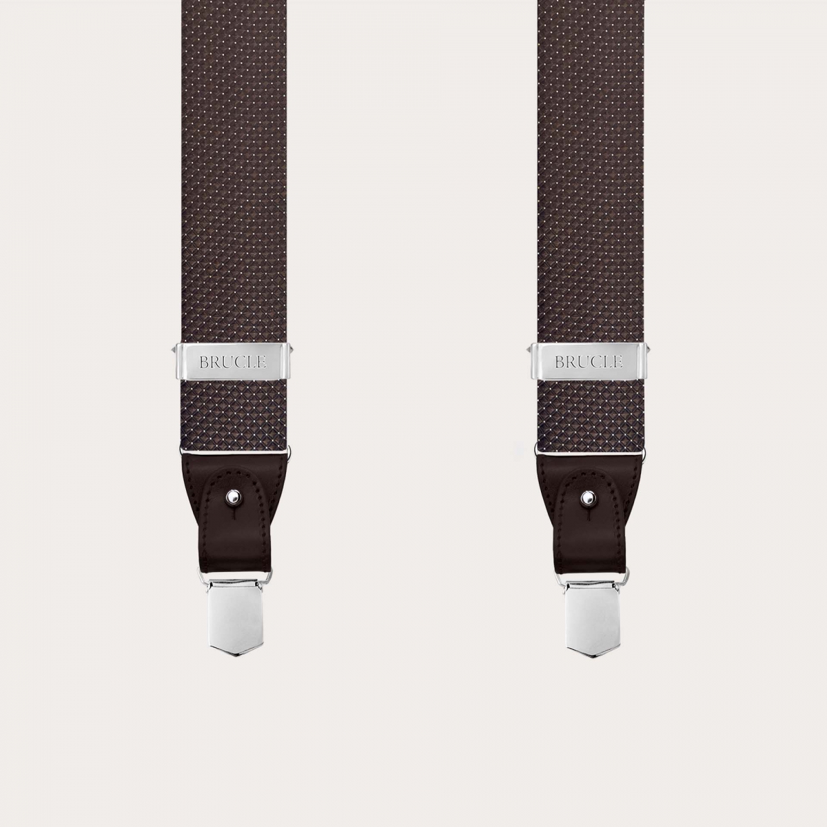Men’s brown pin-dot silk suspenders