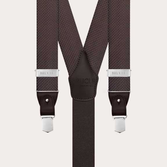 Men’s brown pin-dot silk suspenders