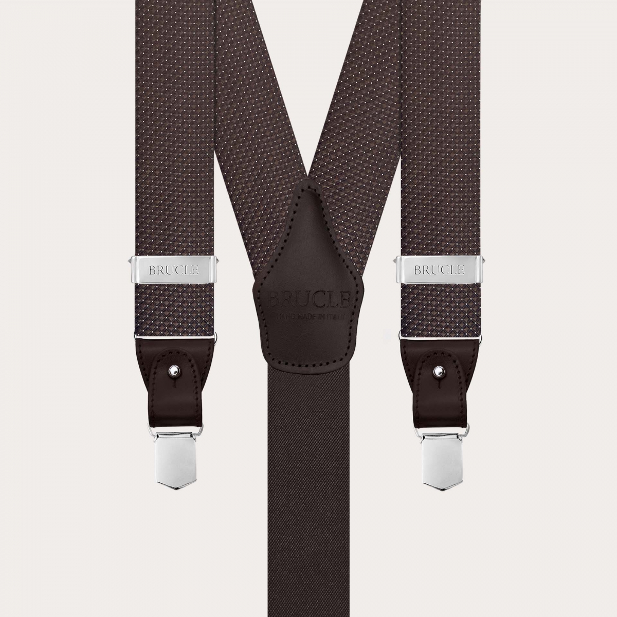 Men’s brown pin-dot silk suspenders