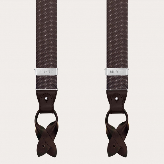 Men’s brown pin-dot silk suspenders