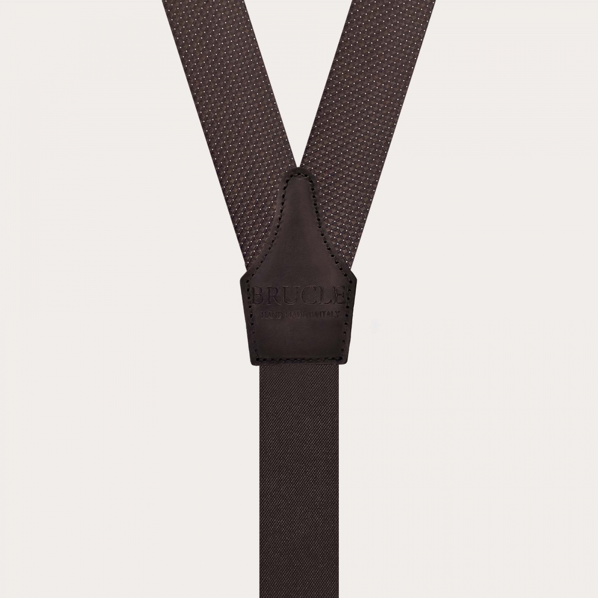 Bretelles homme marron en soie à pois fins avec pattes pour boutons