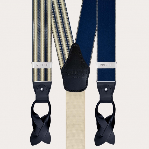 Blue and gold regimental silk suspenders