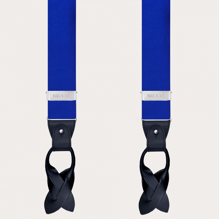Men’s royal blue silk suspenders