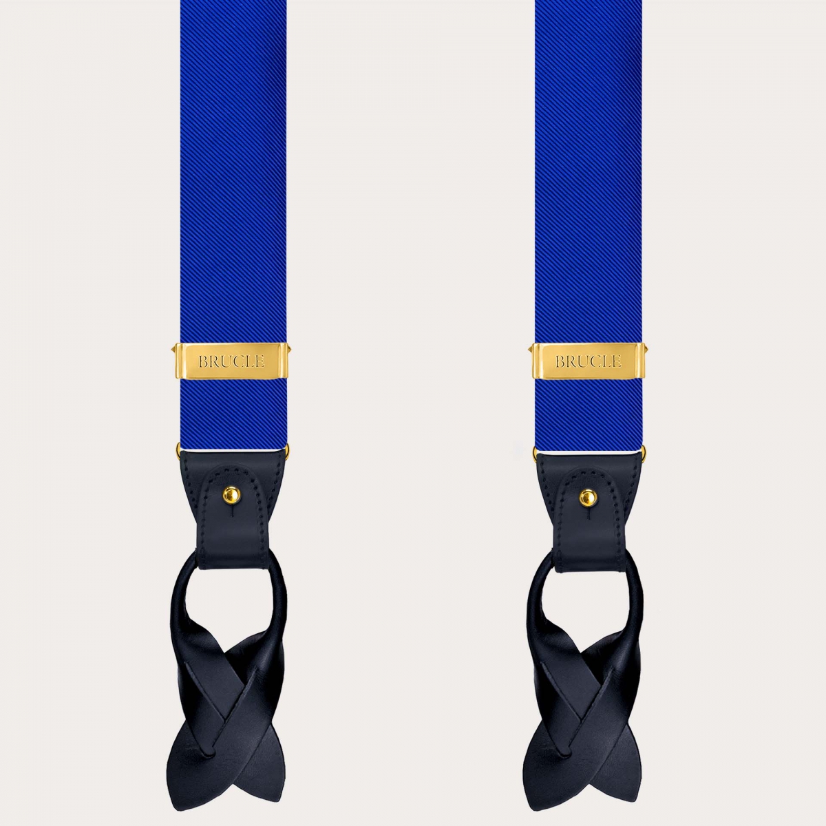 Bretelle uomo in seta blu royal doppio uso con clip oro