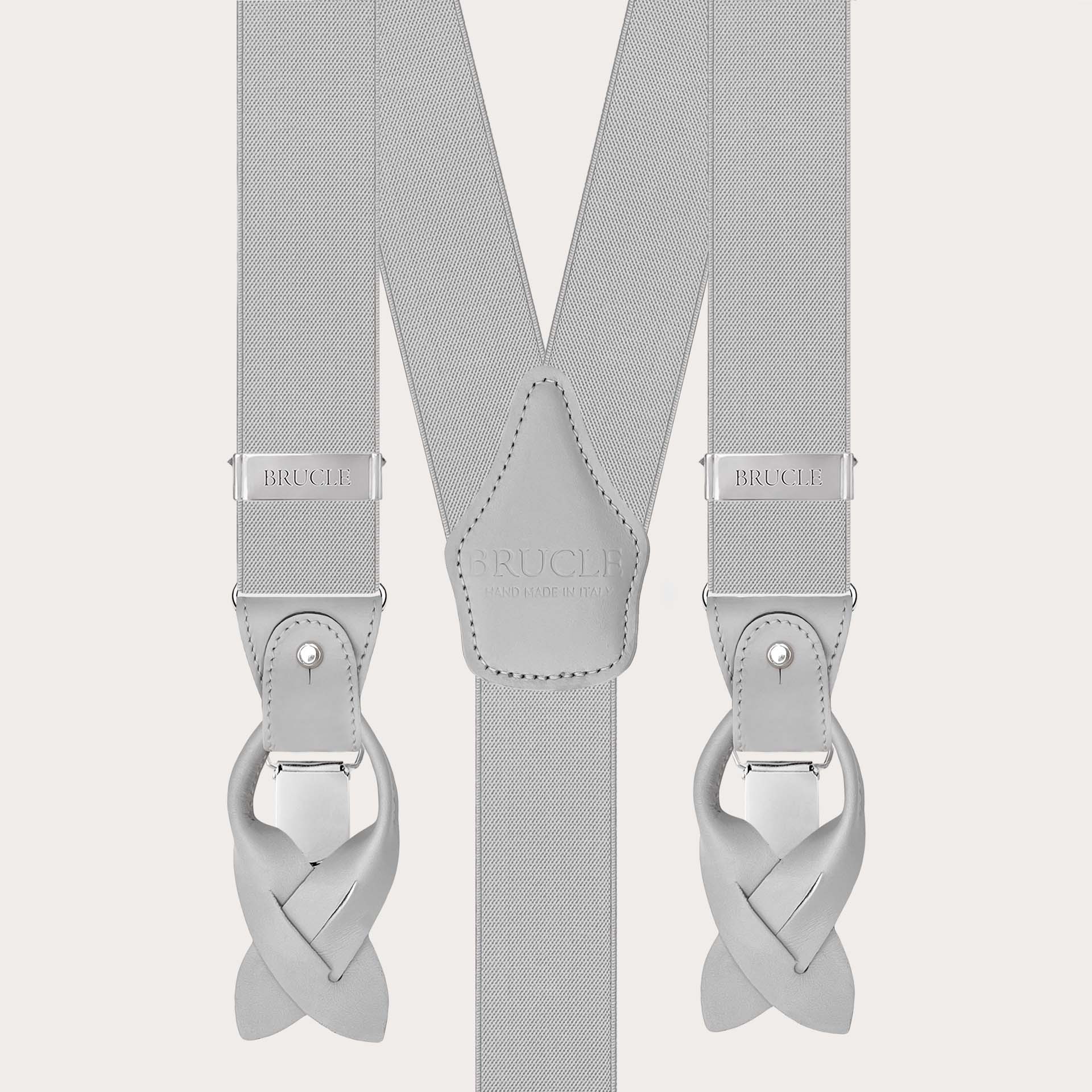 Bretelles élastiques gris clair pour boutons ou clips