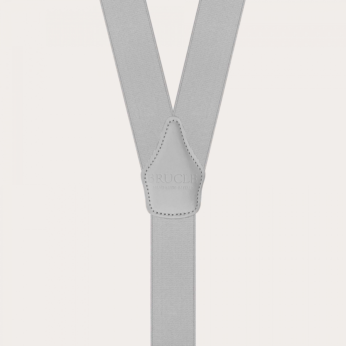 Light grey elastic suspenders double use with gold clips