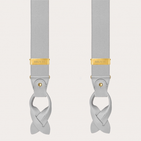 Bretelle elastiche grigio chiaro doppio uso con clip oro