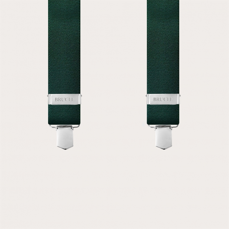 Bretelle verde foresta a X con 4 clip