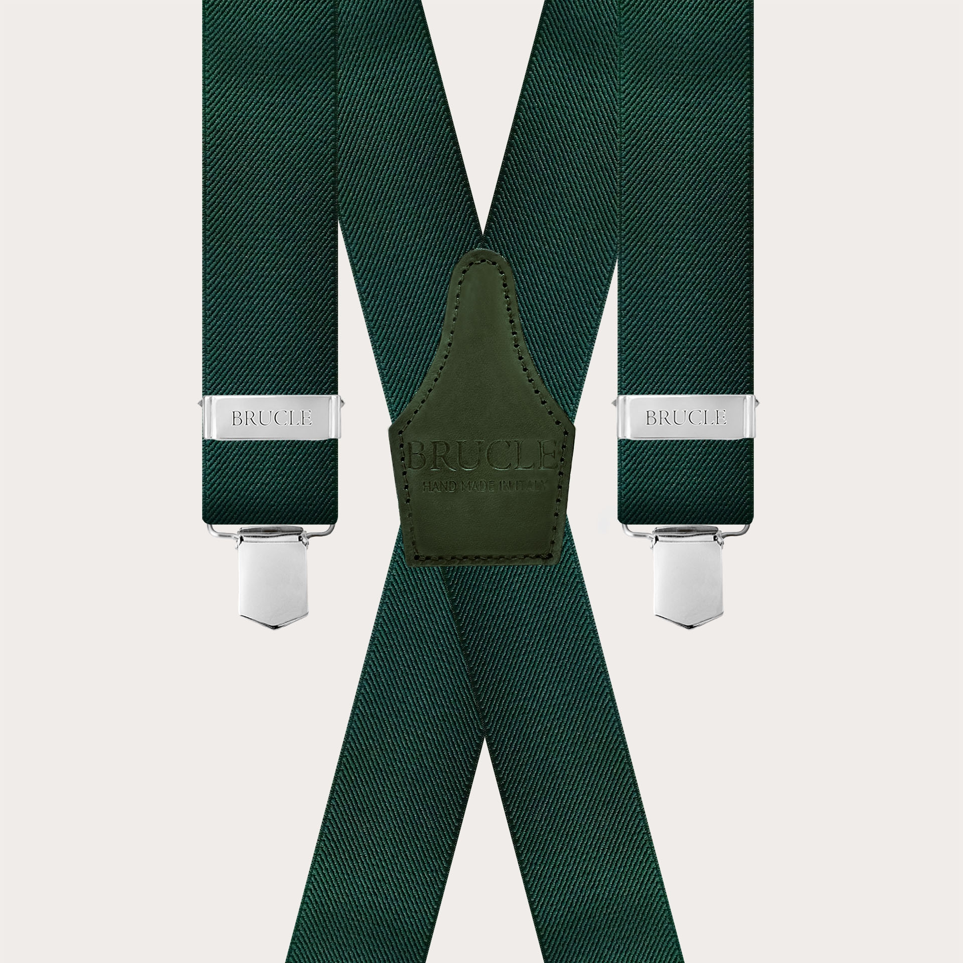 Bretelle verde foresta a X con 4 clip