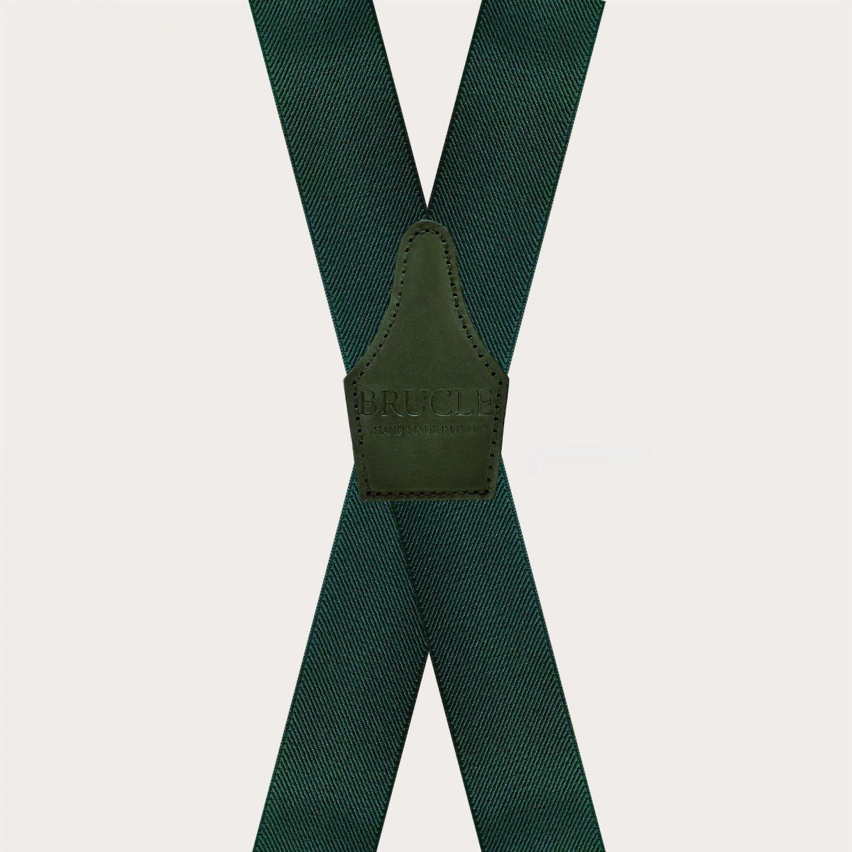 Forest green X-back suspenders with 4 clips