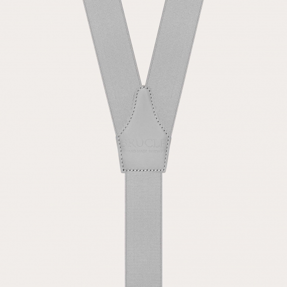 Graue elastische Hosenträger mit Knopfschlaufen