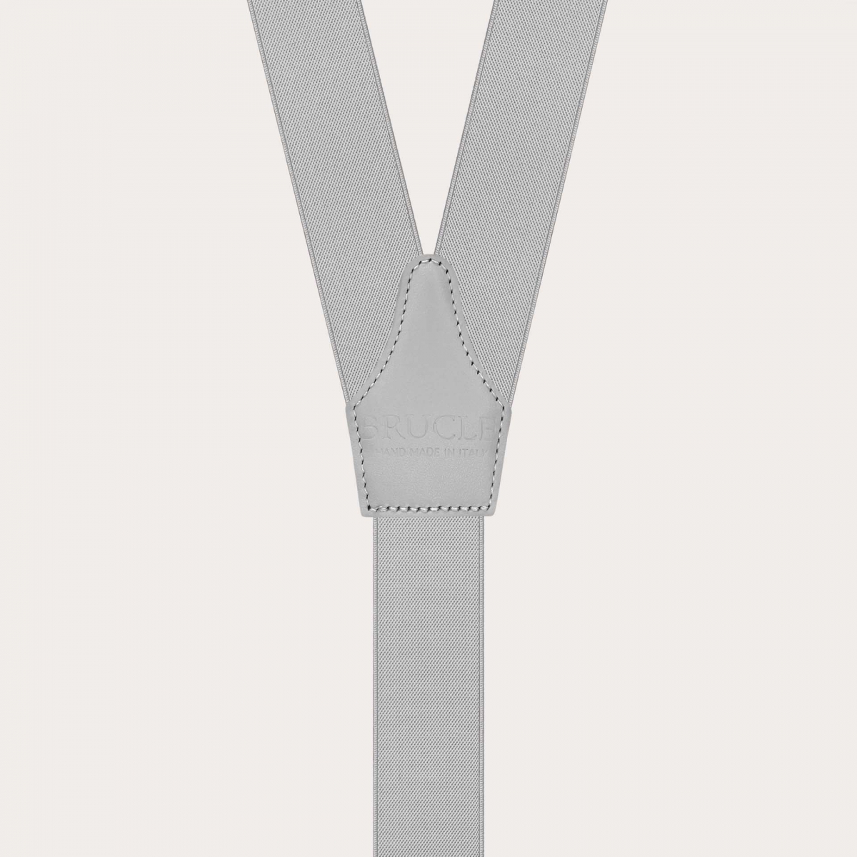 Grey elastic suspenders with button loops