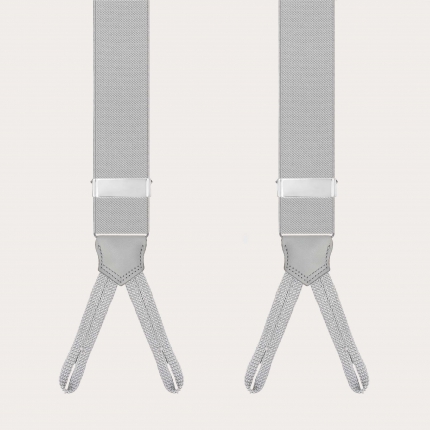 Bretelle elastiche grigie con asole per bottoni