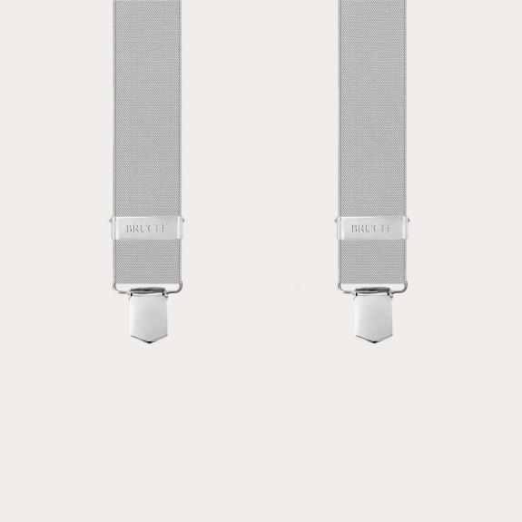 Bretelles homme élastiques gris clair avec clips