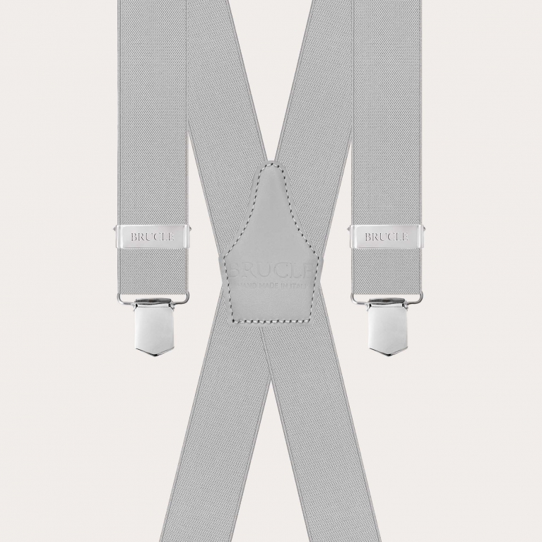 Bretelles homme élastiques gris clair avec clips
