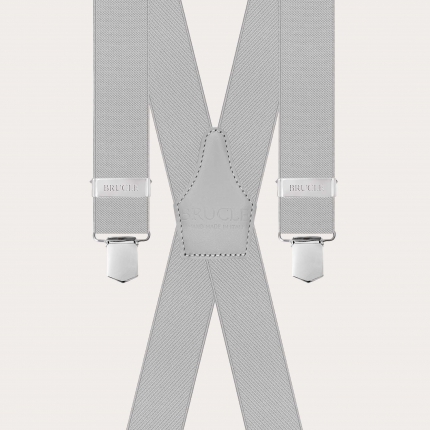 Bretelle uomo elastiche grigio chiaro con clip