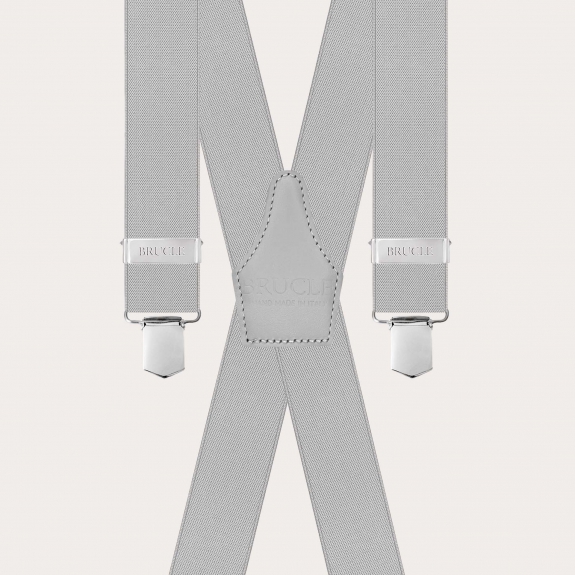Bretelle uomo elastiche grigio chiaro con clip