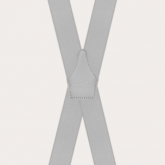 Men’s light grey elastic suspenders with clips