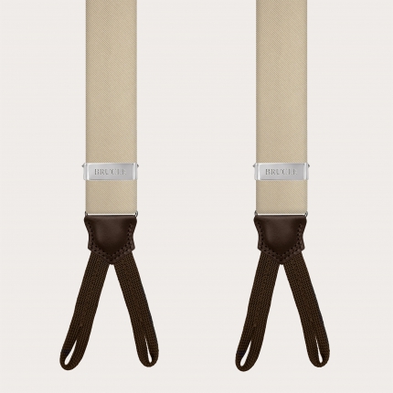 Bretelle uomo in seta champagne con asole