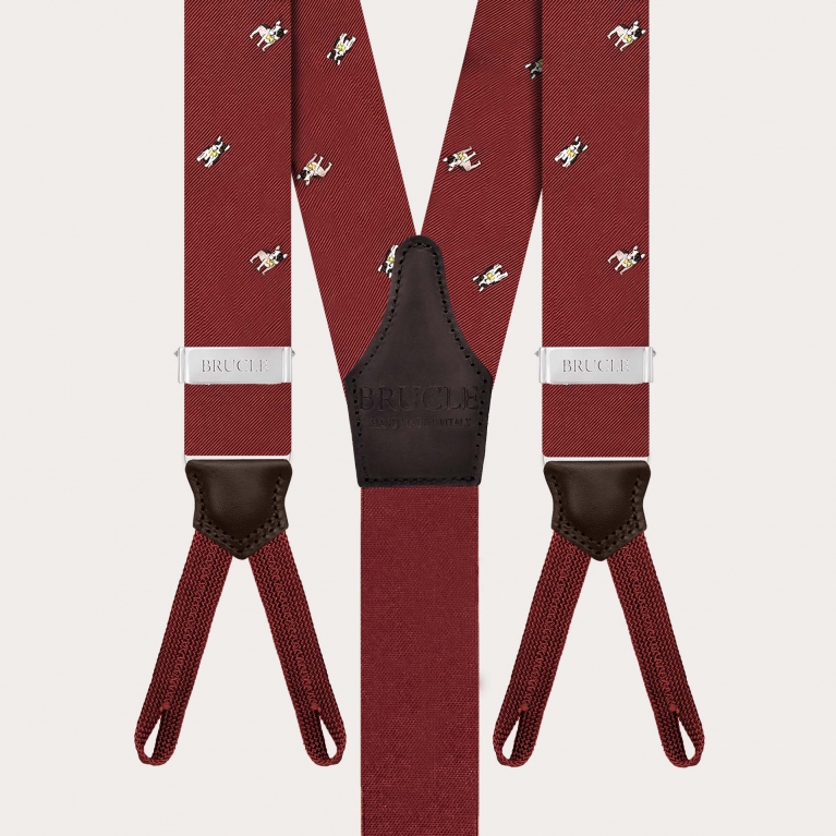 Silk button suspenders with French bulldogs