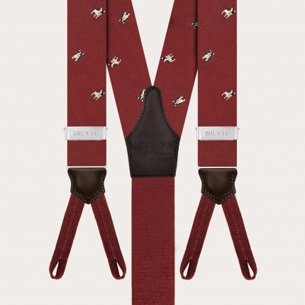 Silk button suspenders with French bulldogs