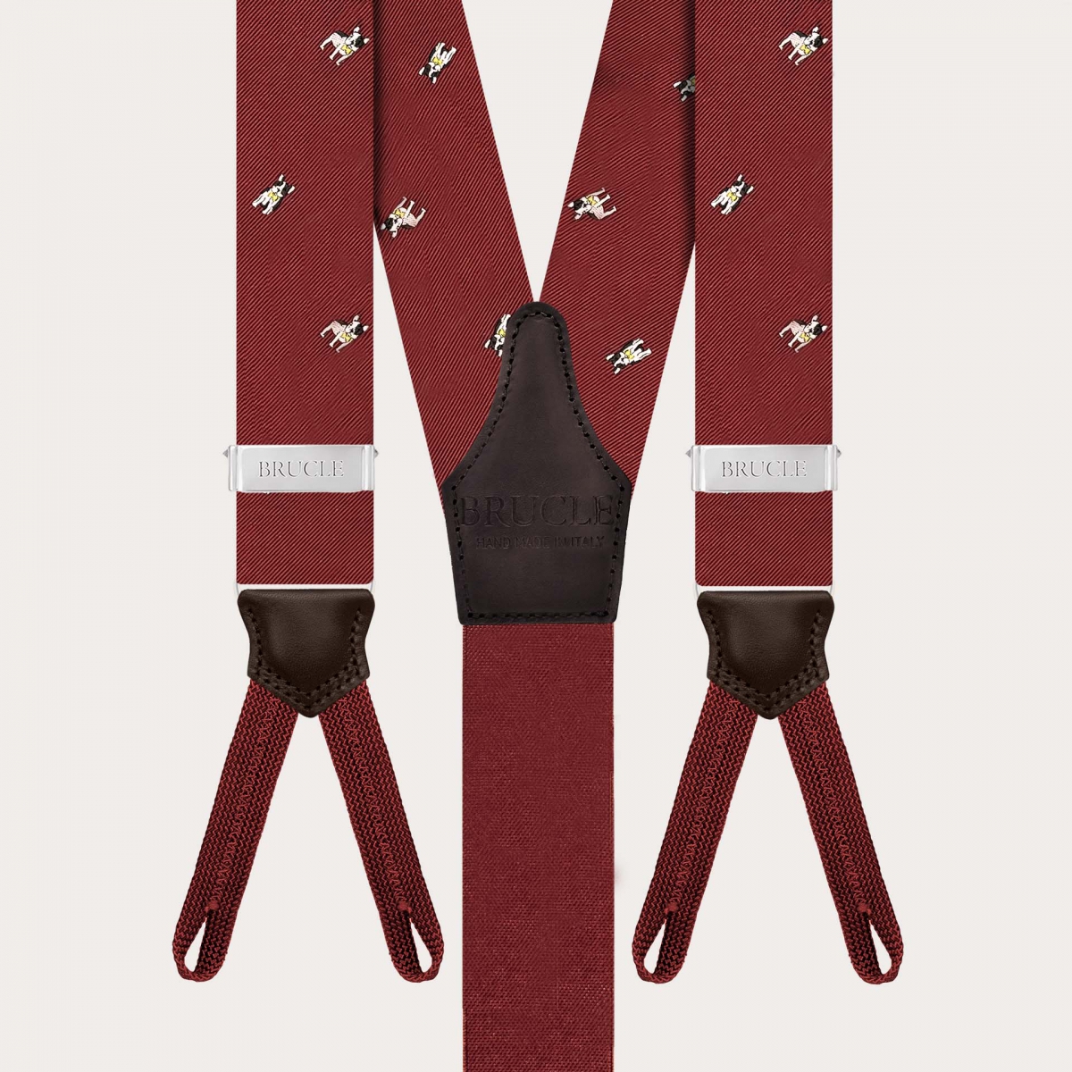 Silk button suspenders with French bulldogs