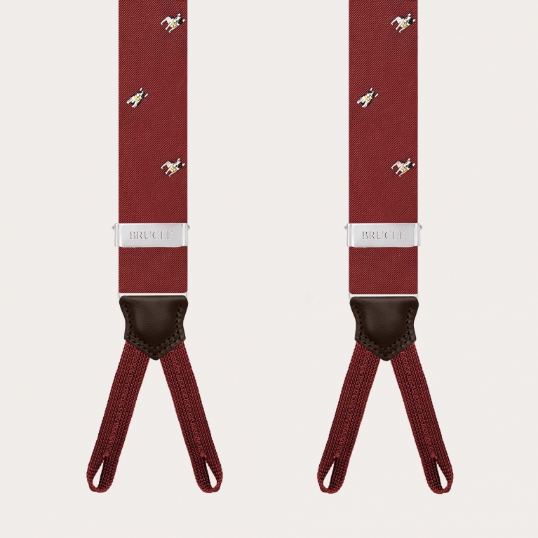 Silk button suspenders with French bulldogs