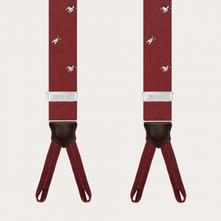 Silk button suspenders with French bulldogs