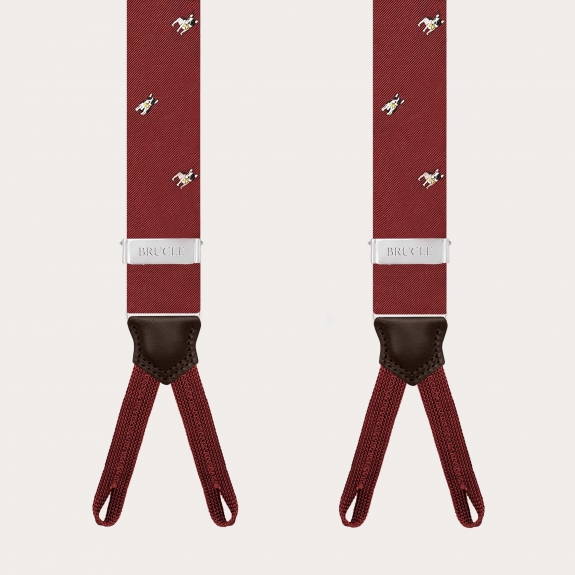 Silk button suspenders with French bulldogs