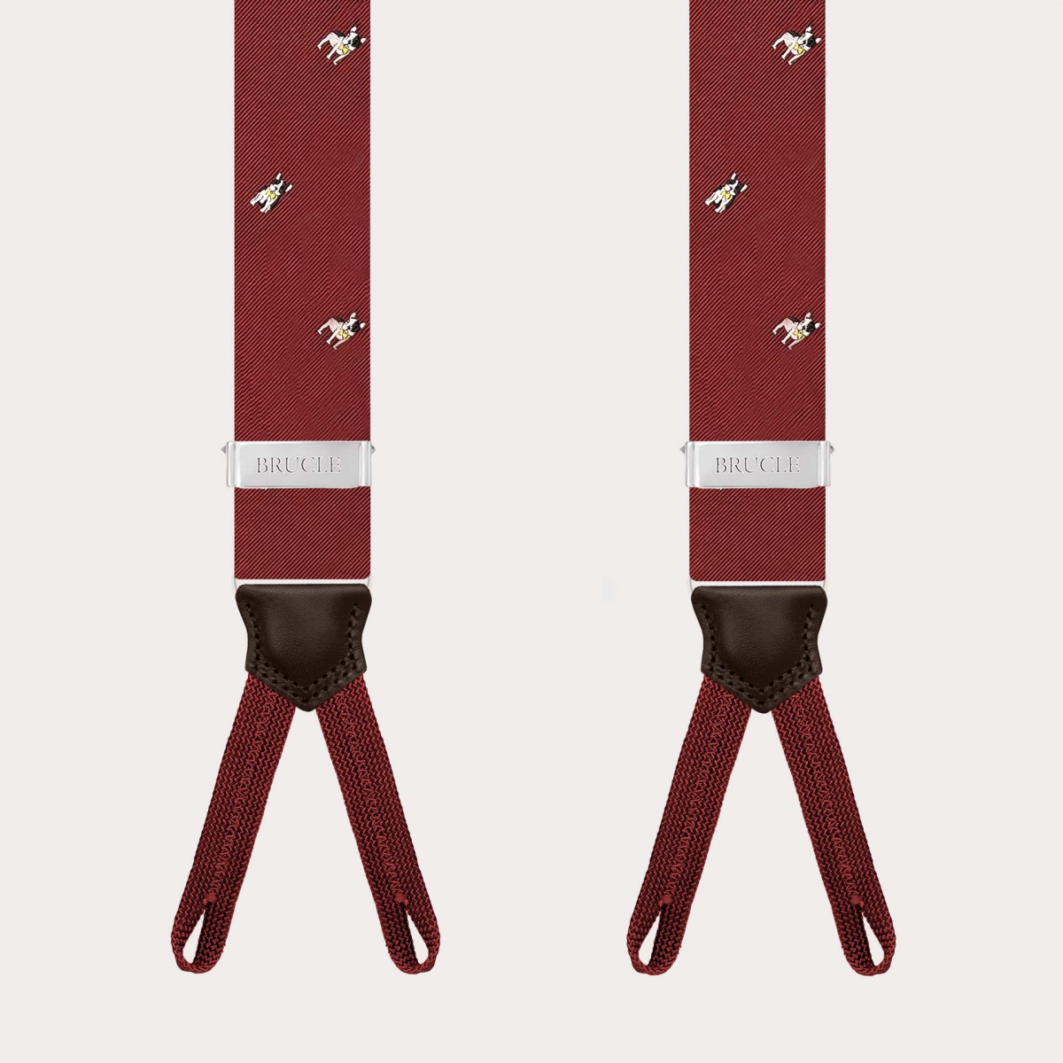 Silk button suspenders with French bulldogs