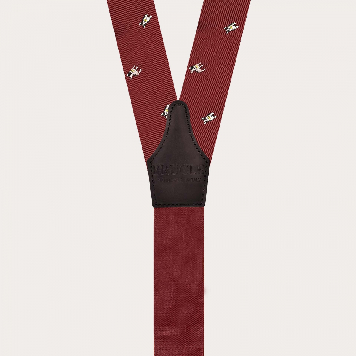 Silk button suspenders with French bulldogs