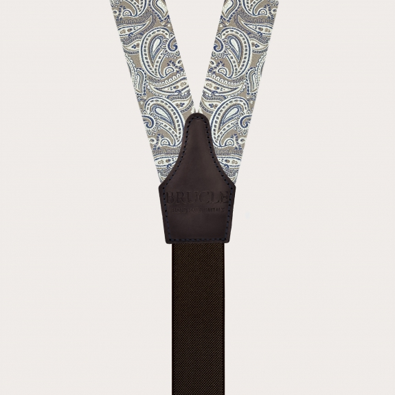 Tirantes paisley topo para botones con reguladores dorados