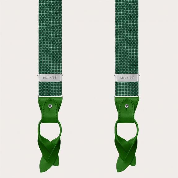 Bretelle uomo in seta diamante fantasia puntaspillo verde