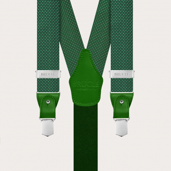 Bretelles homme en soie à motif pointillé diamant vert