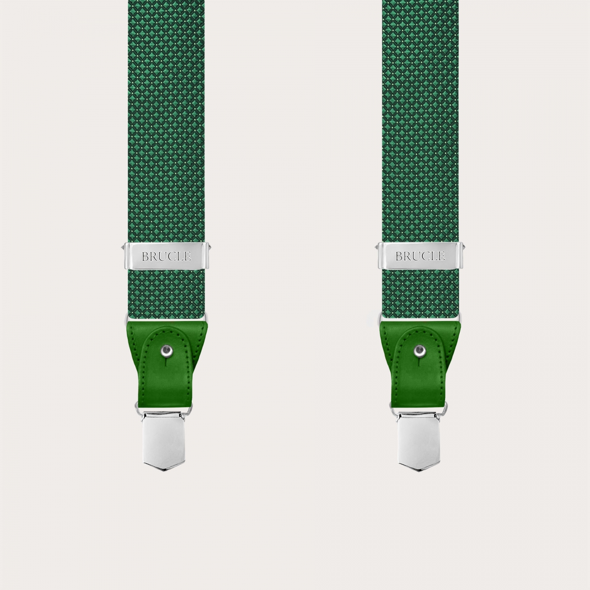 Bretelles homme en soie à motif pointillé diamant vert