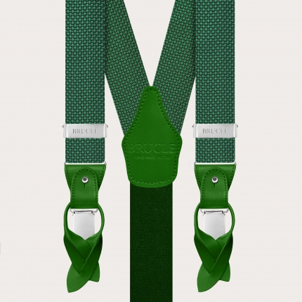 Men’s silk suspenders with green diamond pin-dot pattern