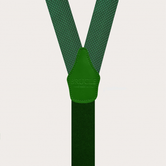 Tirantes de seda verdes puntaspillo con partes metálicas doradas