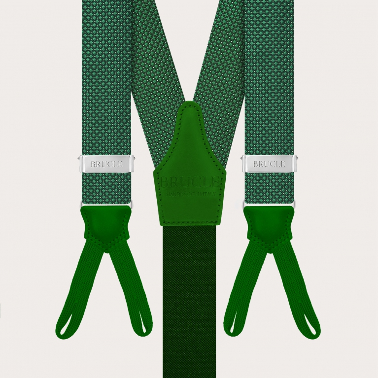 Men’s green pin-dot suspenders with buttonholes
