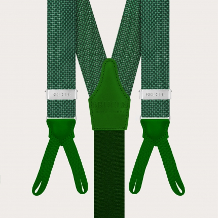 Men’s green pin-dot suspenders with buttonholes