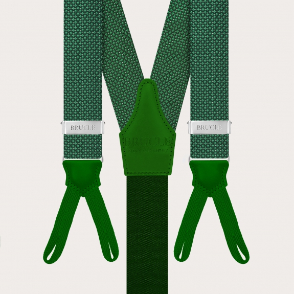 Men’s green pin-dot suspenders with buttonholes