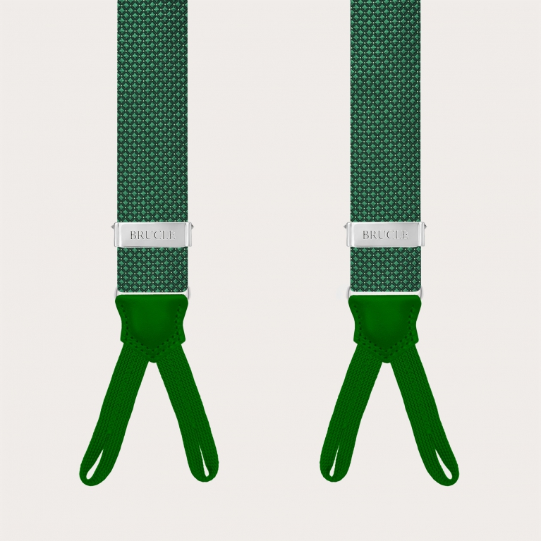 Men’s green pin-dot suspenders with buttonholes