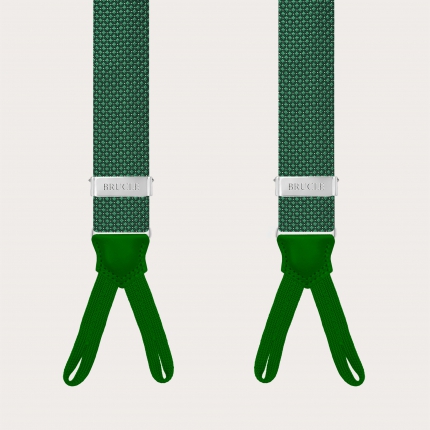 Men’s green pin-dot suspenders with buttonholes