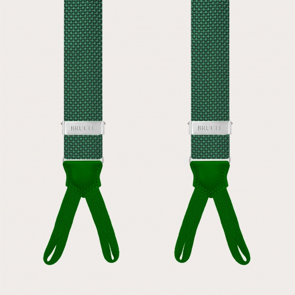 Men’s green pin-dot suspenders with buttonholes