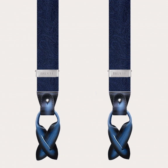 Seidenhosenträger mit Paisley-Muster in Blau Ton in Ton